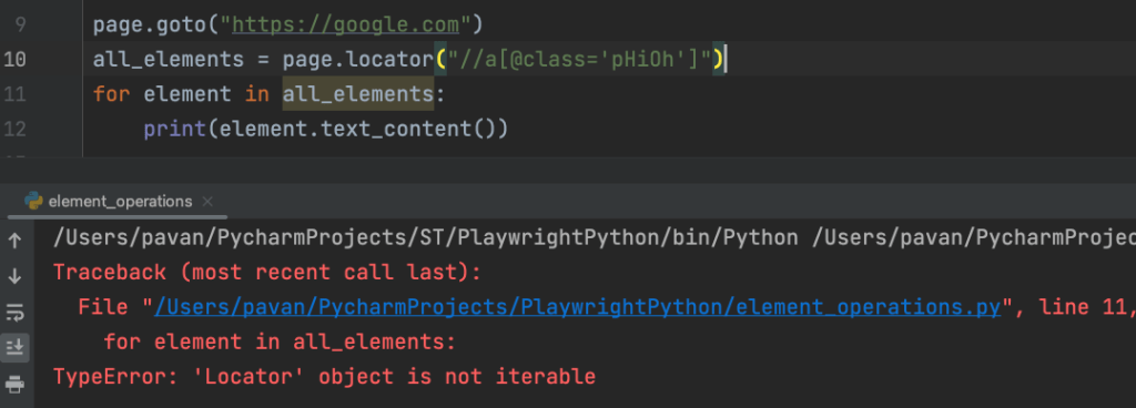 Not Using All Function Playwright Python